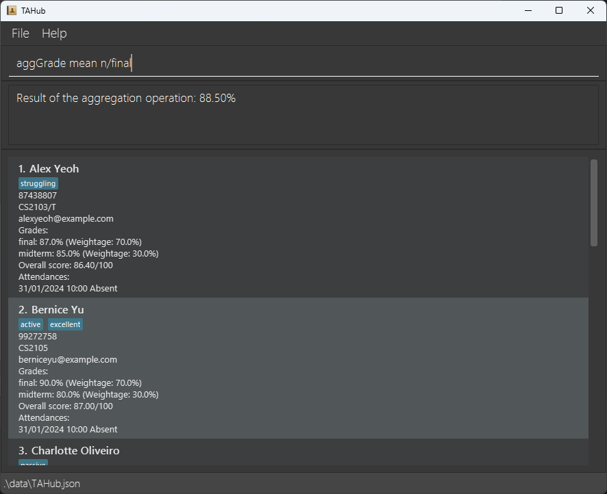 result for 'aggGrade mean n/final'